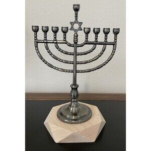 Rite Lite Chanukah Hanukkah traditional Pewter Finish Menorah Religious